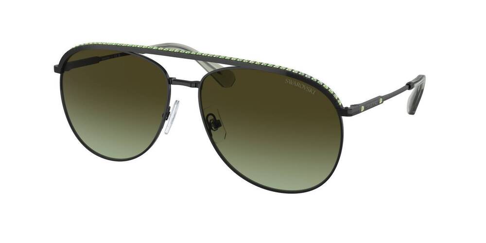 NEW SWAROVSKI women's aviator sunglasses in black/ green gradient brown